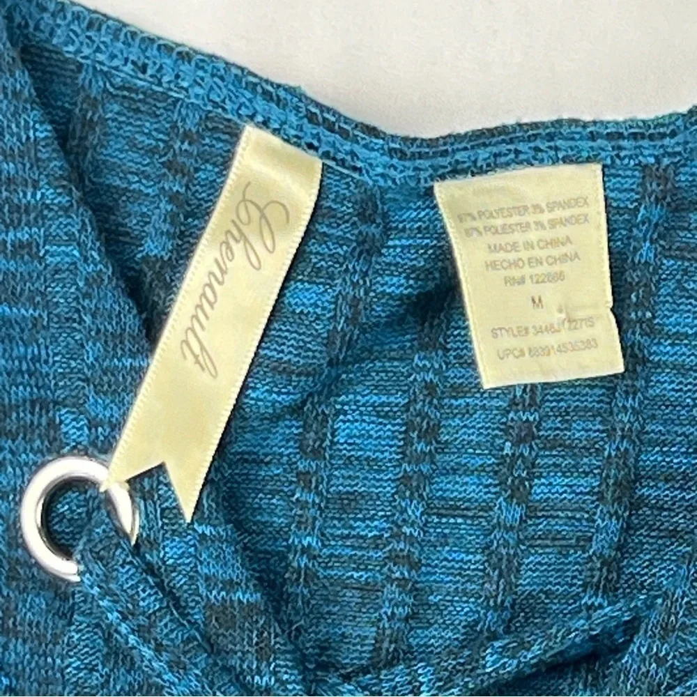 Chenault - Women’s Lightweight Sweater - M - Med Blue -Criss Cross Front -V Neck